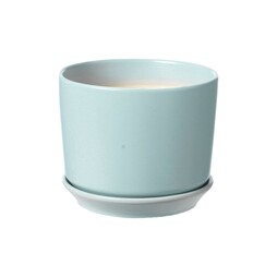 Ceramic Plant Pot With Built-in Saucer - Duck Egg Blue