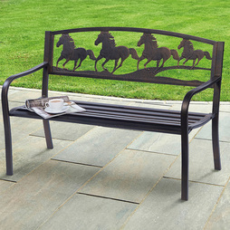 Horse Design Garden Bench - Bronze