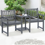 Hardwood PU Painted Love Seat - Slate Grey