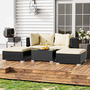 5PCS Rattan Sofa Lounge Set with Footstools and Coffee Table