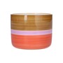 Ceramic Colour Stripe Indoor Planter Cache Pot - Brown/Red