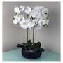 60cm Orchid Artificial White - Black Ceramic Planter