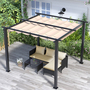 3x3M Pergola with Retractable Sun Shade Canopy Outdoor Metal Shelter Gazebo