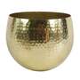 Leaf Large Metal Planter 22 x 18cm Hammered Brass Gold Colour - Straight Edge