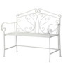 GlamHaus Andalusia Antique White Metal Garden Bench