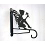 Fairy With Flower Feature Bracket - Steel Hanging Basket Holder - Steel - H33 cm - Black