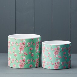 Cherry Blossom Print Ceramic Indoor Plant Pot