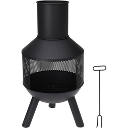 Metal Fire Chiminea Tripod for Garden Plus Flue & Poker