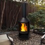 idooka Black Chiminea Outdoor Heating Fire Pit