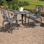 Garden Gear - Three-Piece Rose Armchair Bistro Set - Pewter