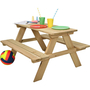 idooda Kids Wooden Picnic Bench Table Eco Friendly Pine Sturdy Outdoor Furniture
