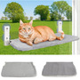 Grey Cat Window Hammock Bed - Cat Window Perch with Washable Cushion & Strong Suction Cups - Indoor Cat Seat Holds 18kg