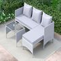 3-Piece Outdoor Furniture Set Rattan Garden Furniture, Chaise Conversation Sets for Patio -Grey