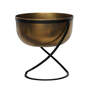 Indoor Kensington Brass Metal Round Planter on Stand H30Cm W28Cm