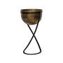 Indoor Kensington Tall Brass Metal Round Planter on Stand H42Cm W20Cm