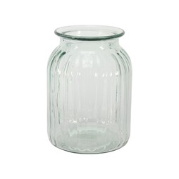 Ribbed Glass Jar Flower Vase H20cm
