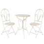 Glamhaus Marseille Antique White Metal Garden Bistro Set Patio Furniture