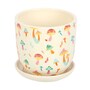 Ceramic Mushroom Print Indoor Plant Pot with Saucer