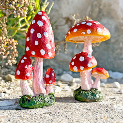 Pair of Triple Stem Garden Mushroom / Toadstool Ornaments