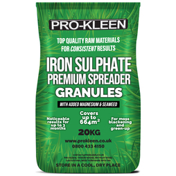 Pro-kleen Iron Sulphate Premium Spreader Granules With Added Magnesium & Seaweed Grass Greening 20KG