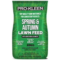 ProKleen Spring & Autumn Lawn Feed Grass Greening Fertiliser Granules 20KG