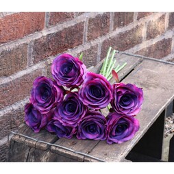 Artificial Garden Rose Bundle - Dark Purple