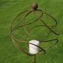 Tangle Ball on 4Ft Stem with Candle Holder/Hook - Plant Support - Steel - L34.3 x W34.3 x H157.5 cm - Bare Metal/Ready to Rust