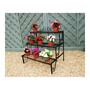 3 Tier Pot Stand - Decorative Garden Shelf - Solid Steel - L63.5 x W82.5 x H76.2 cm - Black