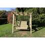 Pergola Swing, Wooden Garden Swinging Seat Hammock with Trellis - L125 x W180 x H185 cm - Minimal Assembly Required