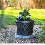 Black & Pewter Flowerpot with Saucer