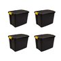 Heavy Duty Storage Box Bundle - Set of 4 - 60l Black, Yellow