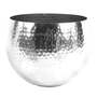 Leaf Large Metal Planter 22 x 18cm Hammered Silver Colour - Straight Edge