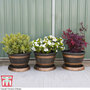 Garden Gear - Wooden Barrel Effect Pot & Saucer