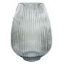 30cm Smoke Grey Ridged Glass Vase