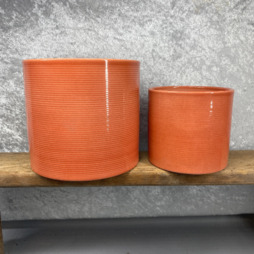 Papaya Ribbed Ceramic Planter