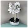 60cm Orchid Artificial White - Marble Effect Ceramic Planter