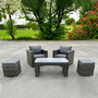 RATTAN WICKER GARDEN OUTDOOR 2TW0 SINGLE CHAIRS FURNITURE PATIO DINING SET GREY