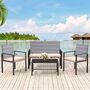 New Style-4 Pieces Patio Furniture Set with Glass Coffee Table-Grey