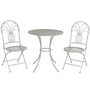 Glamhaus Salerno Antique Grey Metal Garden Bistro Set Patio Furniture