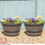 Wooden Barrel Effect Planter ? Medium