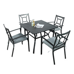 Aspull 4 seat Metal Dining Set - Black