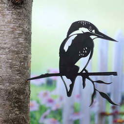 Kingfisher Bird Silhouette Fence / Tree Garden Ornament Steel Bird Decoration