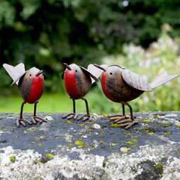 3 Robin Garden Bird Ornaments