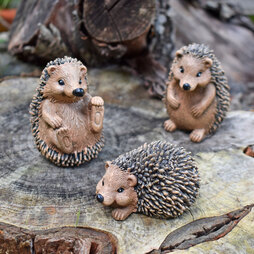 3 Hedgehog Garden Animal Ornaments Outdoor Wildlife Statues