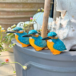 3 Pot Topping Kingfisher Bird Garden Ornaments
