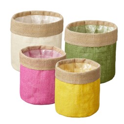 Hessian Lined Plant Pot Cover