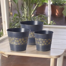 Set of 3 Tin Indoor Plant Pots
