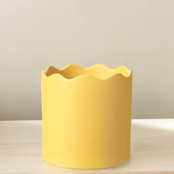 Ceramic Wave Top Plant Pot - Yellow