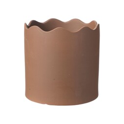 Ceramic Wave Top Plant Pot - Brown