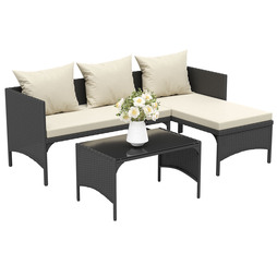 3 Piece Outdoor PE Rattan Furniture Set With Table